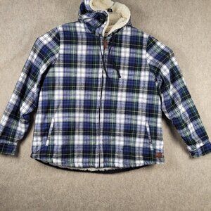 LL Bean Scotch Plaid Flannel Sherpa Lined Full Zip Hoodie 1X